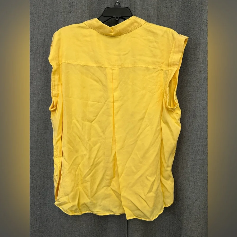 Calvin Klein Jeans Womens Yellow Tencel Blouse Button-Down Top Shirt Plus NWT - Picture 4 of 5